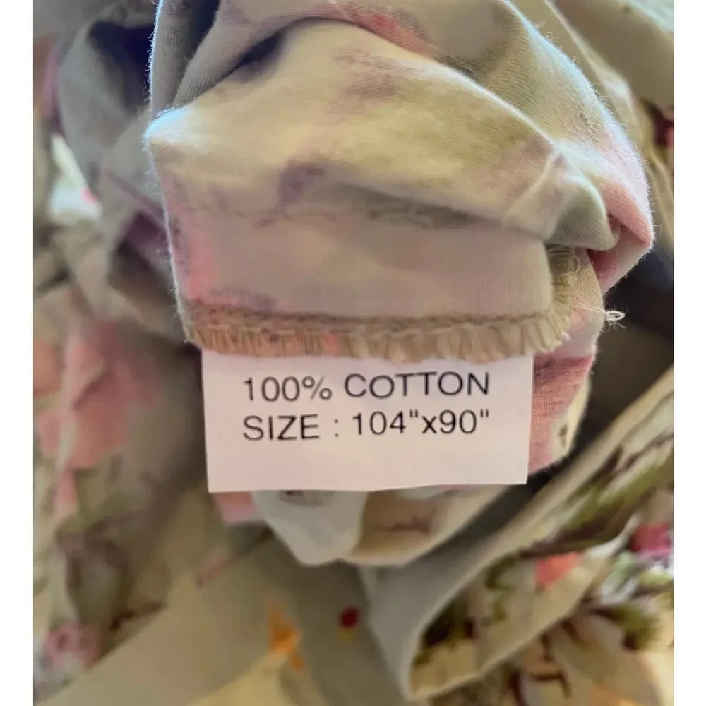 Cottagecore Cabbage Rose 100% Cotton King Duvet Cover & 2 Shams Pink, Olive